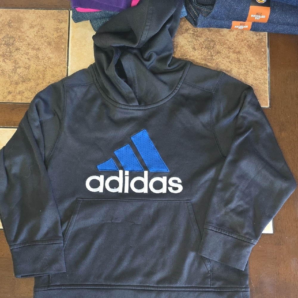 Kids Adidas Black and Blue Hoodie Size 7